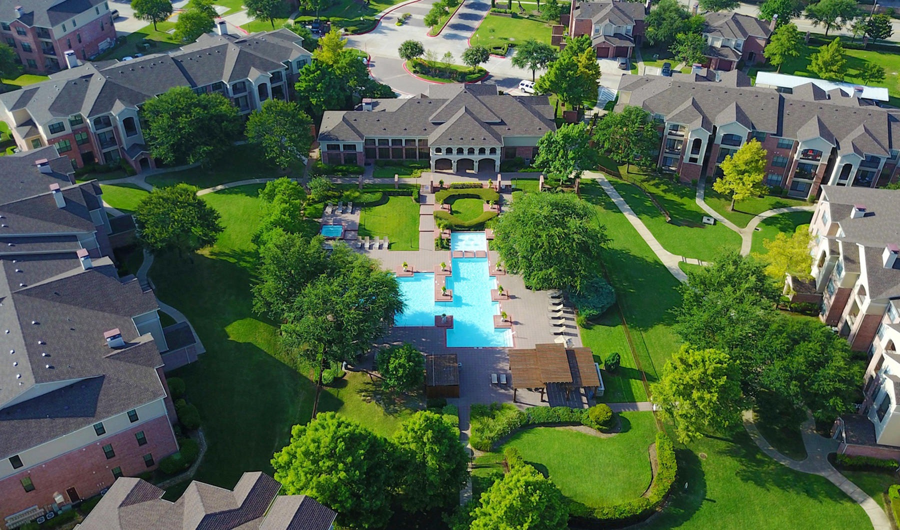 The Andalusian Gate aerial view of pool